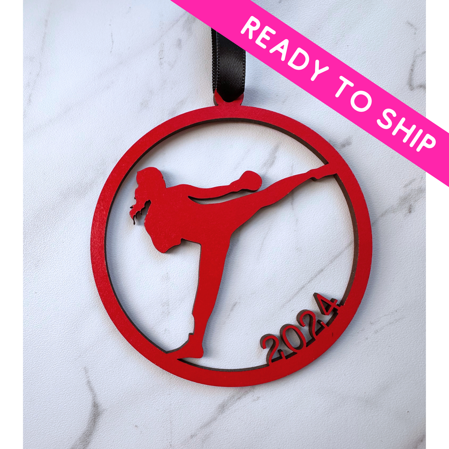 Martial Arts 2024 Silhouette Ornament, MMA, Kick Boxing, Jiu Jitsu, BJJ, Karate Female and Male, Taekwondo