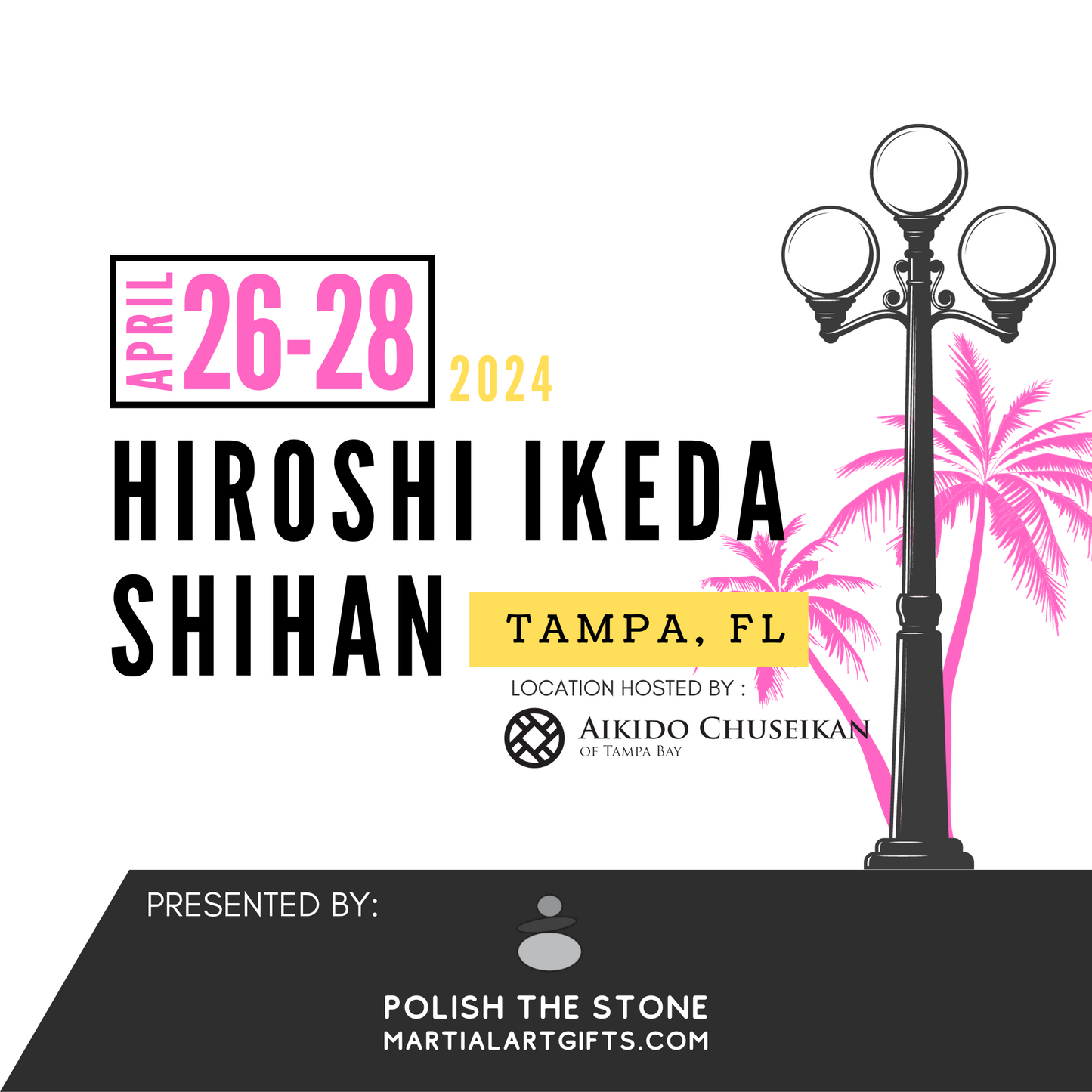 Hiroshi Ikeda Shihan in Tampa, FL April 26-28th, 2024 for 3 day Aikido seminar.