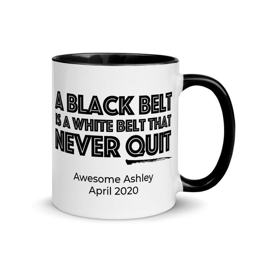 Personalized Black Belt Gift, A Black Belt Never Quits, Karate Black Belt, JiuJitsu Black Belt, TaeKwonDo Black Belt