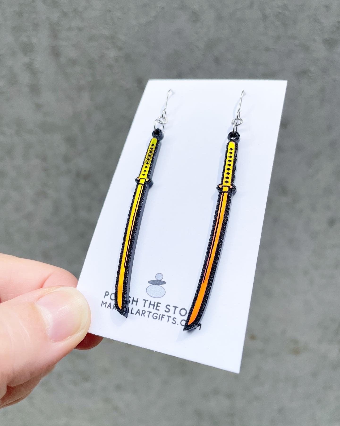 Japanese Samurai Katana, Karate Earrings, Martial Arts Gift Idea For Her, Japanese Anime, Long Sword