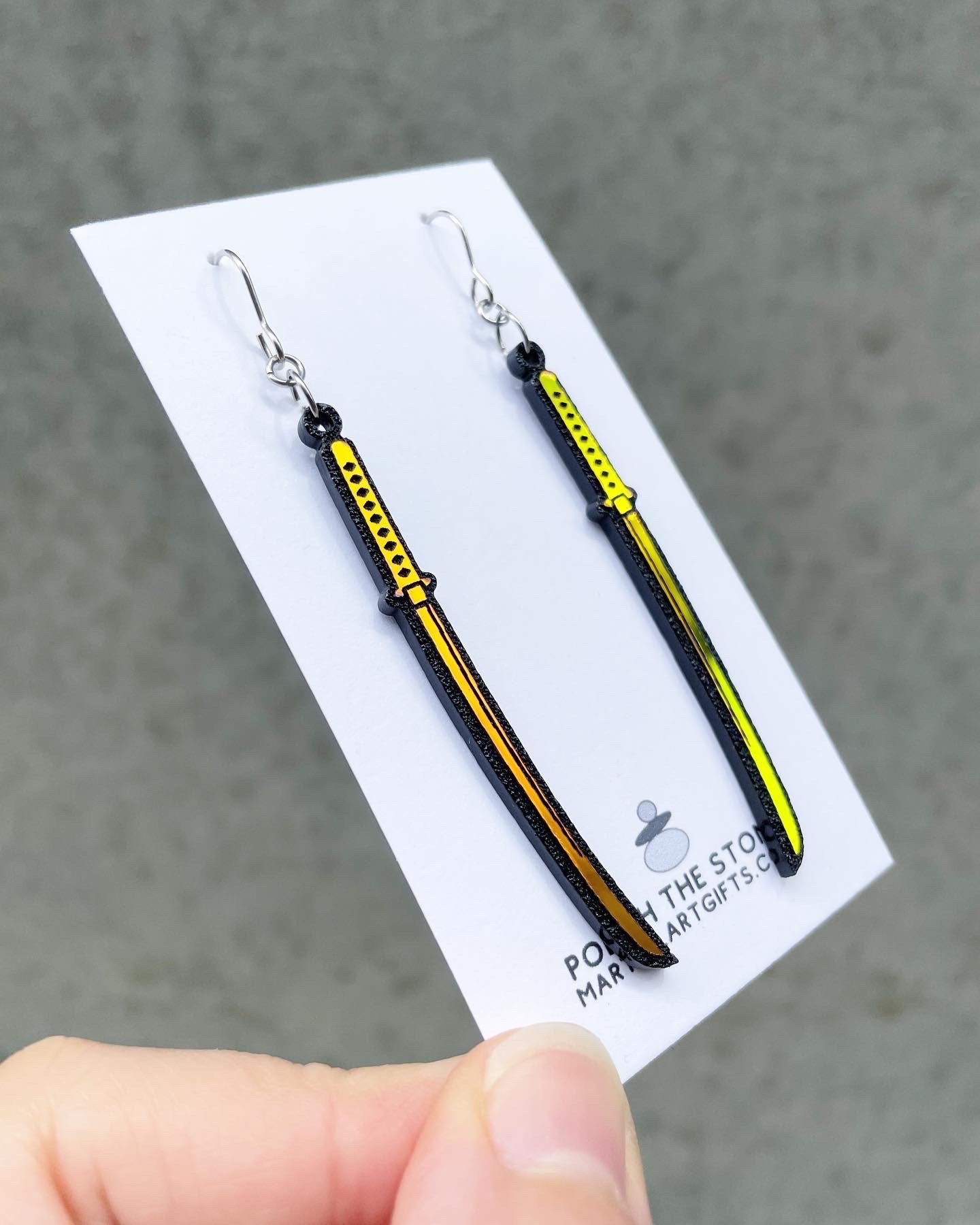 Japanese Samurai Katana, Karate Earrings, Martial Arts Gift Idea For Her, Japanese Anime, Long Sword