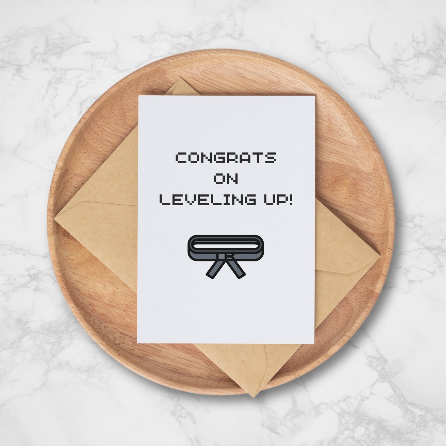 Congrats On Leveling Up Black Belt Greeting Card, Martial Arts Greeting Card, Karate Video Gamer