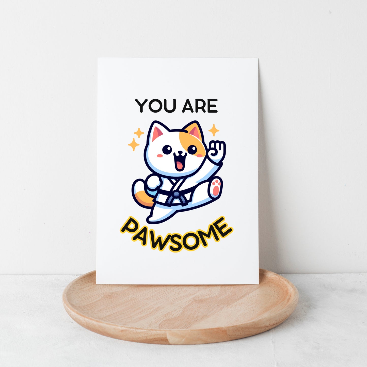You Are Pawsome Karate Greeting Card, Cute Kitty Cat Taekwondo, Encouragement