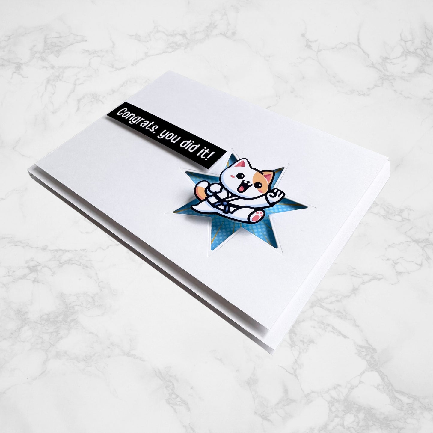 Congrats Cute Martial Arts Greeting Card, Karate Greeting Card, Take Kwon Do Kitty Cat Pop-Out