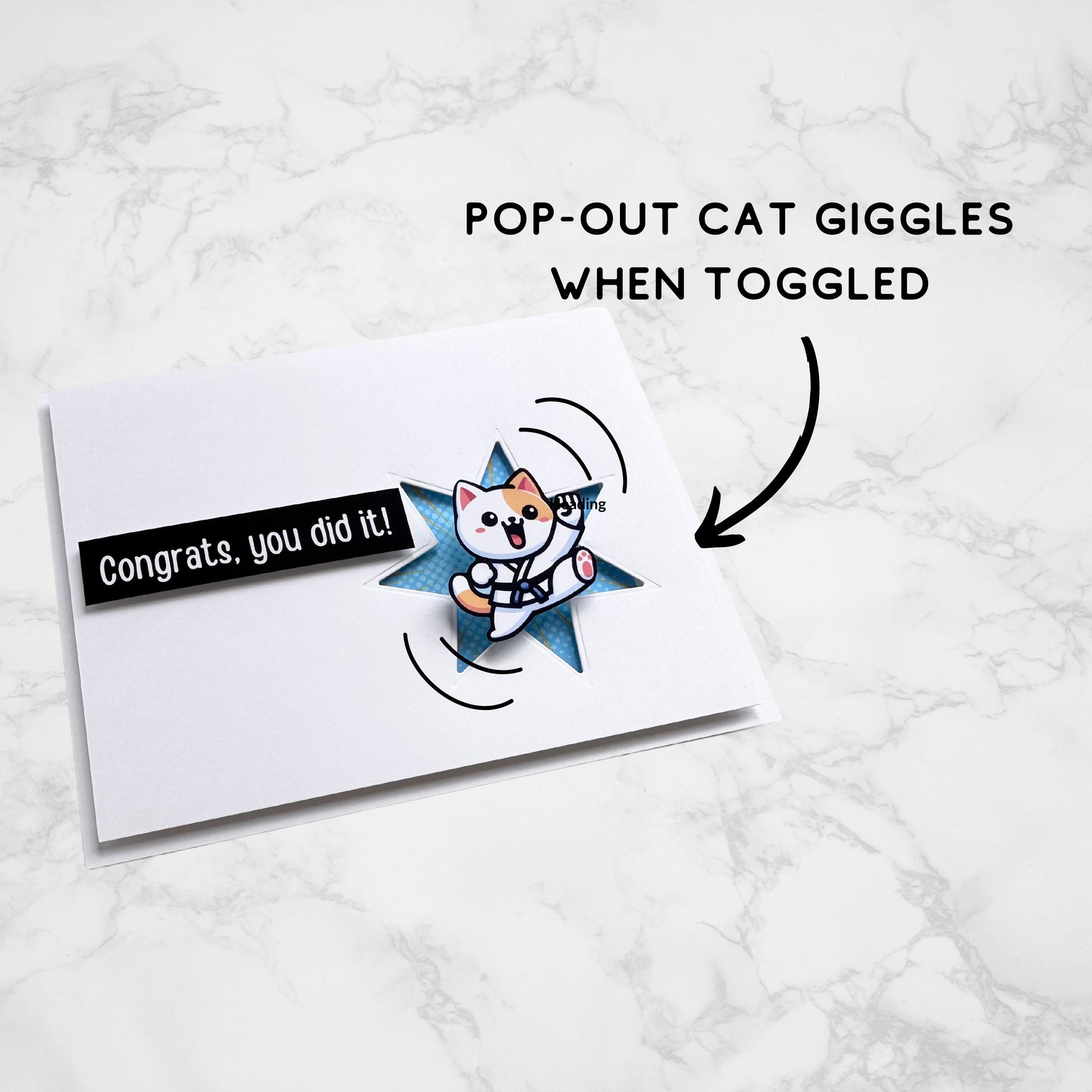Congrats Cute Martial Arts Greeting Card, Karate Greeting Card, Take Kwon Do Kitty Cat Pop-Out