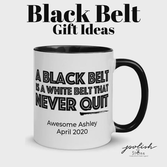 Personalized Black Belt Gift, A Black Belt Never Quits, Karate Black Belt, JiuJitsu Black Belt, TaeKwonDo Black Belt