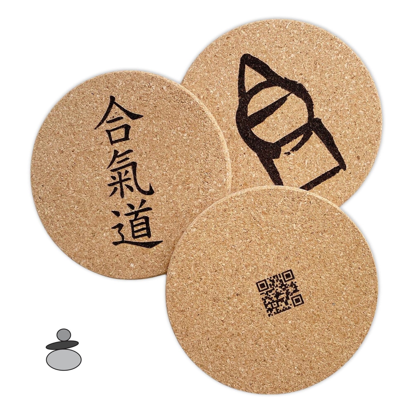 Aikido Coaster Set, Aikido Gift Idea, Gift For Sensei, Engraved Cork