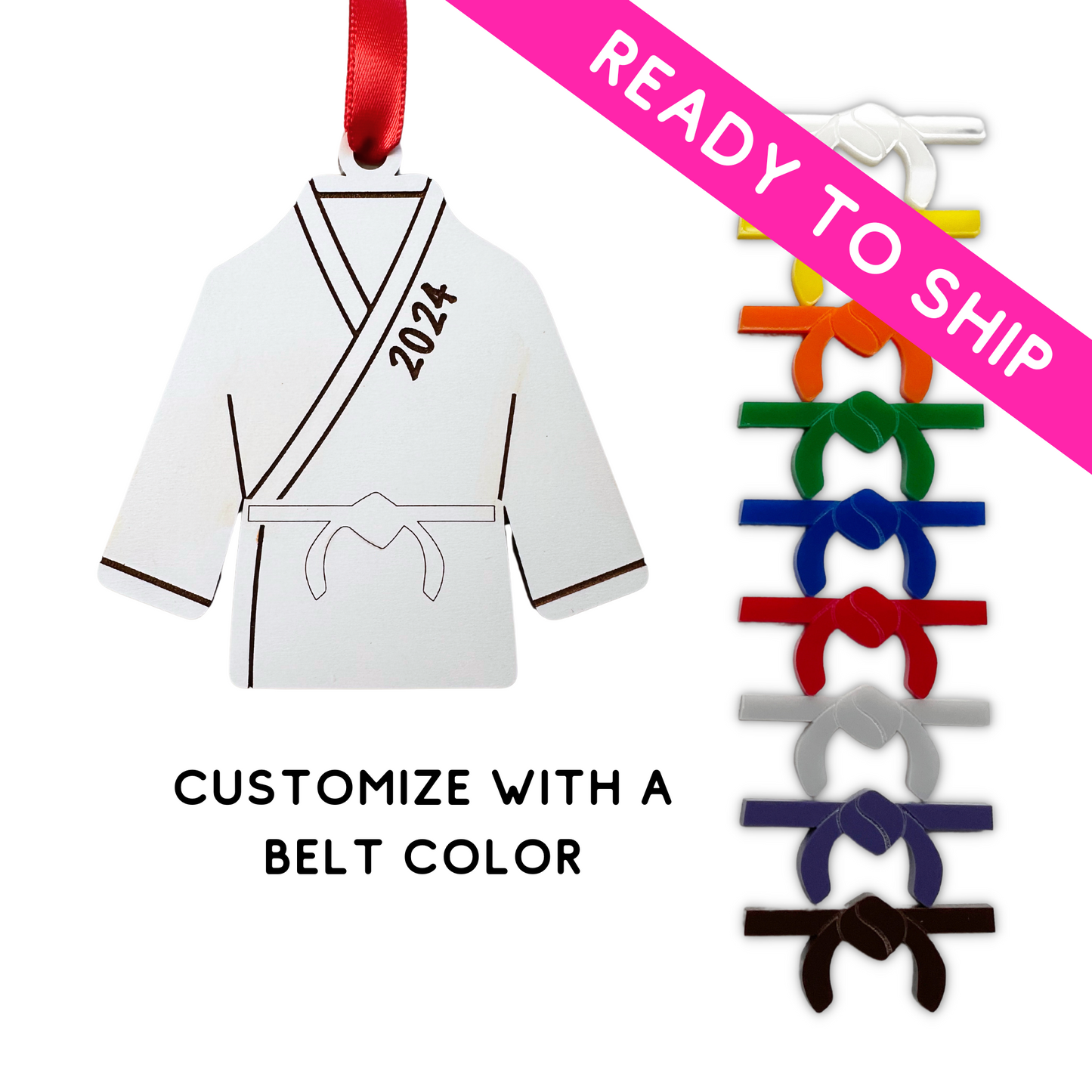 Karate Taekwondo 2024 Ornament, Custom Belt Color