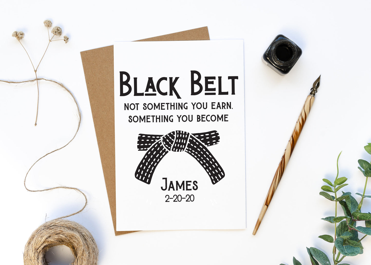 Karate Black Belt Gift Card, Personalized Martial Arts Karate Greeting Card