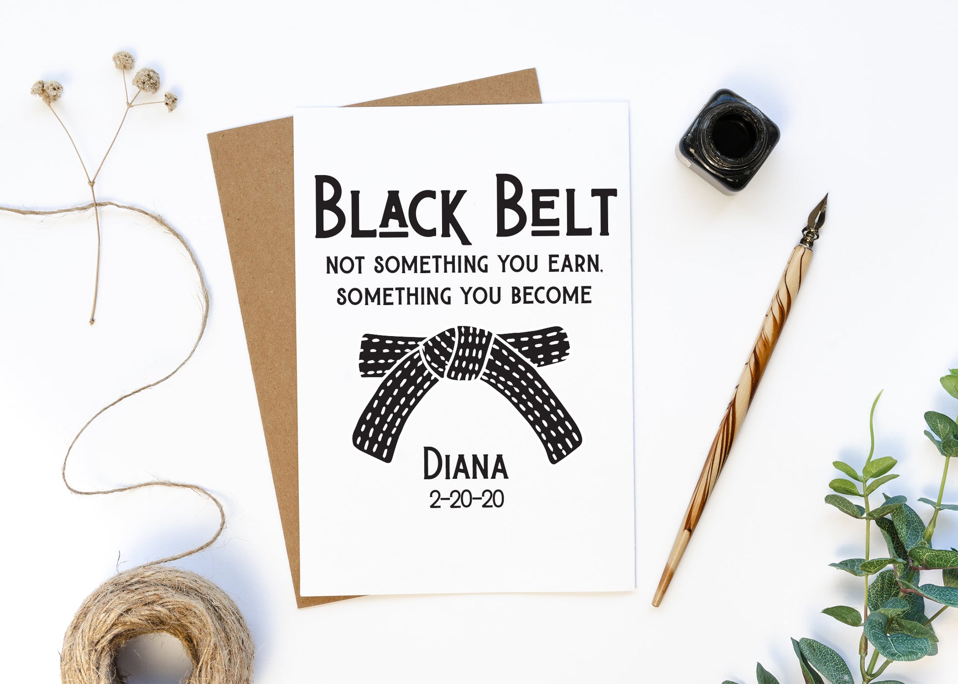 Karate Black Belt Gift Card, Personalized Martial Arts Karate Greeting Card