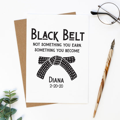 Karate Black Belt Gift Card, Personalized Martial Arts Karate Greeting Card