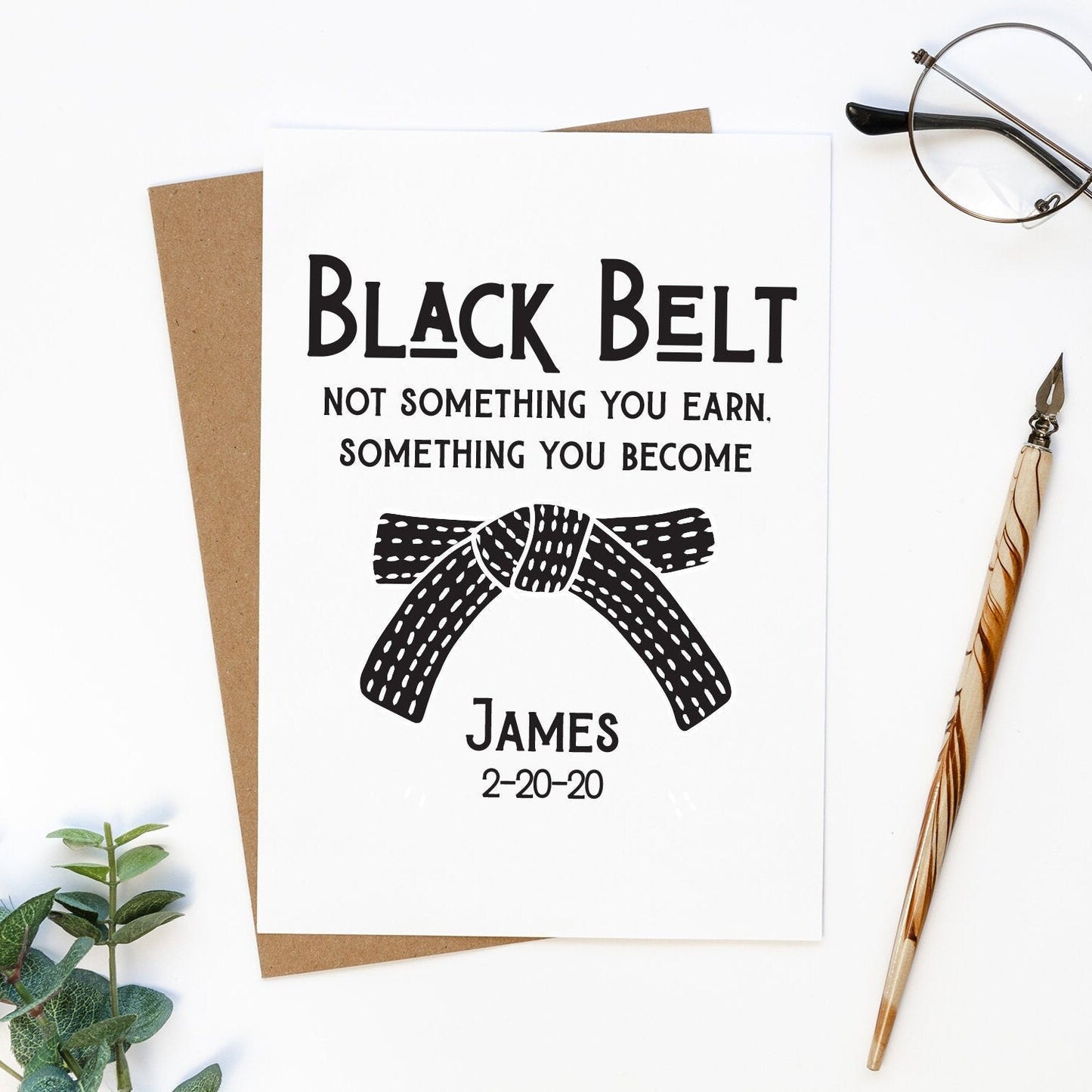 Karate Black Belt Gift Card, Personalized Martial Arts Karate Greeting Card