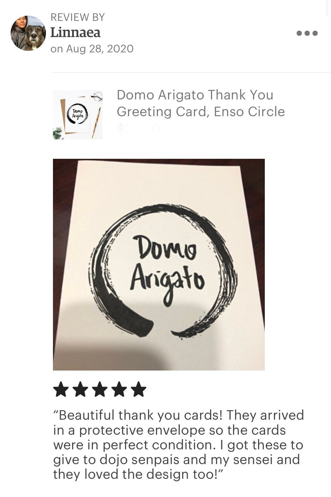 Domo Arigato Thank You Greeting Card, Enso Circle Thank You Card, Martial Arts Thank You Card