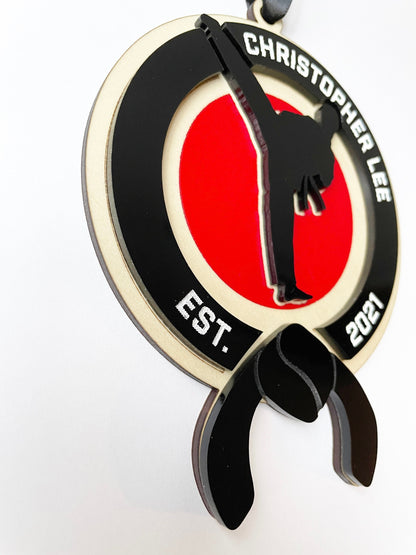 Black Belt Gift, Martial Arts Ornament, Personalized Karate Gift, Custom Taekwondo, Black Belt Karate Christmas Gift Idea