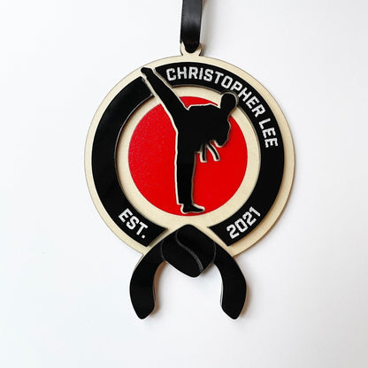 Black Belt Gift, Martial Arts Ornament, Personalized Karate Gift, Custom Taekwondo, Black Belt Karate Christmas Gift Idea