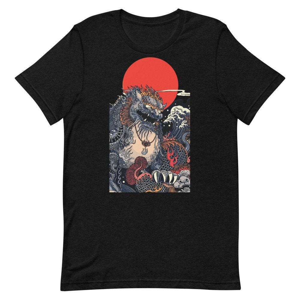 Japanese Dragon Art T-Shirt, Samurai Tee, Chinese Dragon, Vintage Style