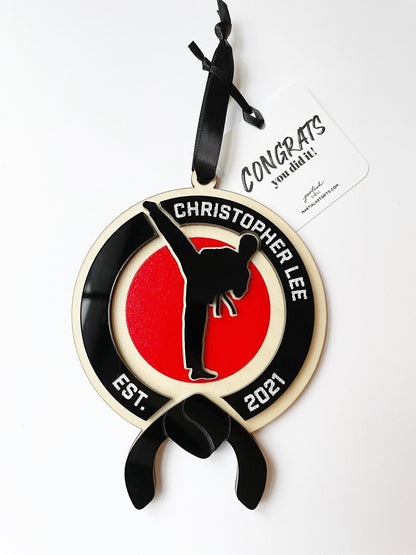 Black Belt Gift, Martial Arts Ornament, Personalized Karate Gift, Custom Taekwondo, Black Belt Karate Christmas Gift Idea