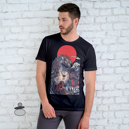 Japanese Dragon Art T-Shirt, Samurai Tee, Chinese Dragon, Vintage Style