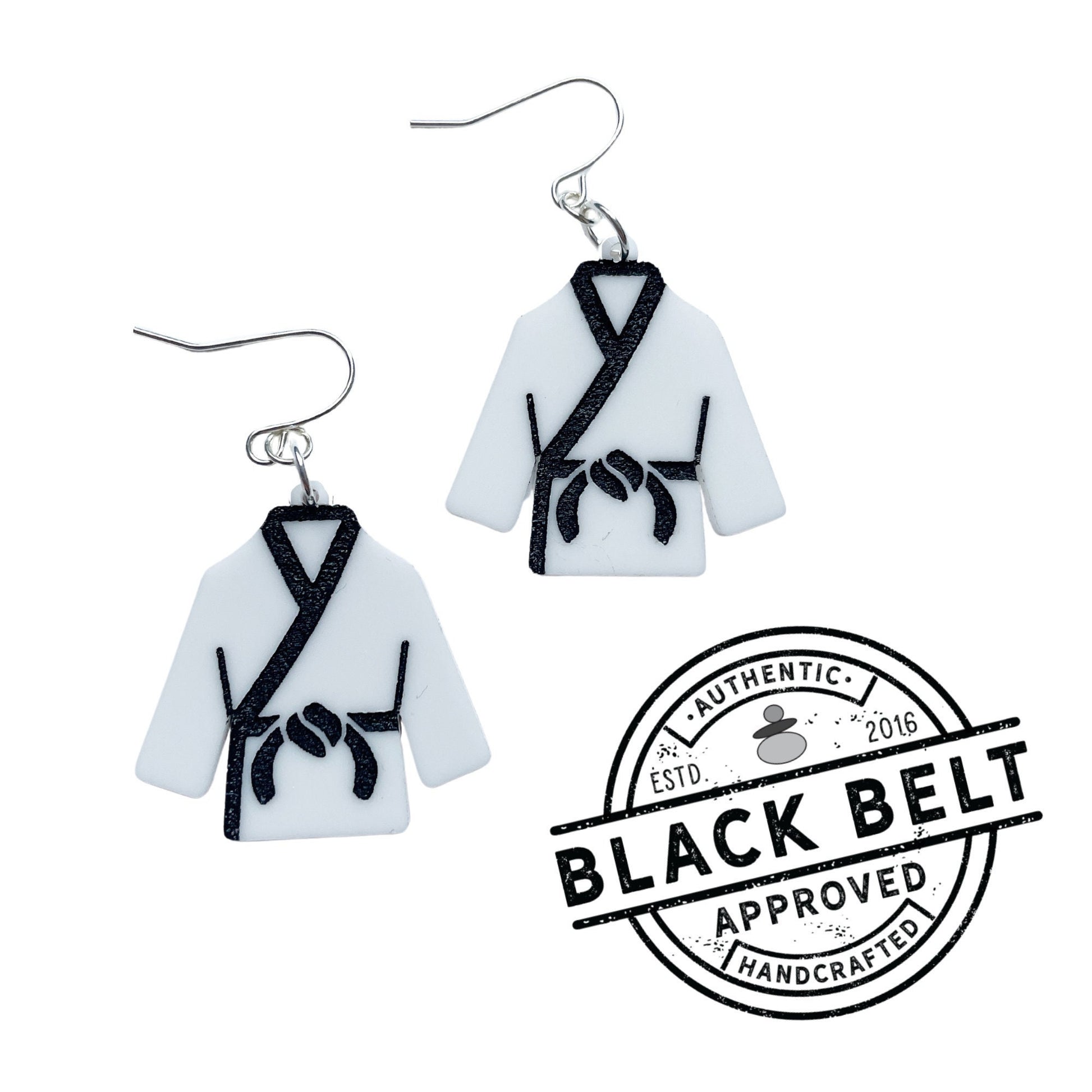 Black Belt Gi Earrings, Karate Gift Idea For Her, Martial Arts Earrings, Christmas Stocking Stuffer