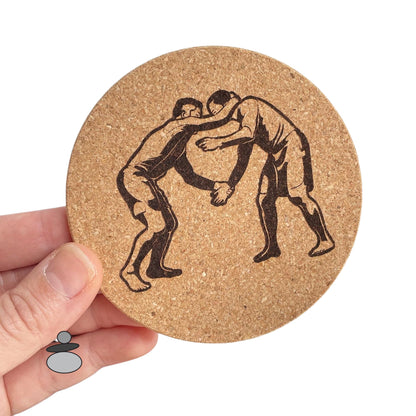 Brazilian Jiu Jitsu Coaster Set, BJJ Gift Idea, Gift For Professor, Engraved Cork