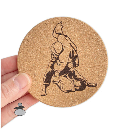 Brazilian Jiu Jitsu Coaster Set, BJJ Gift Idea, Gift For Professor, Engraved Cork