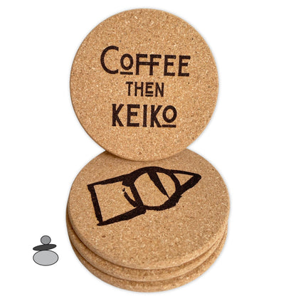 Aikido Coaster Set, Aikido Gift Idea, Gift For Sensei, Engraved Cork