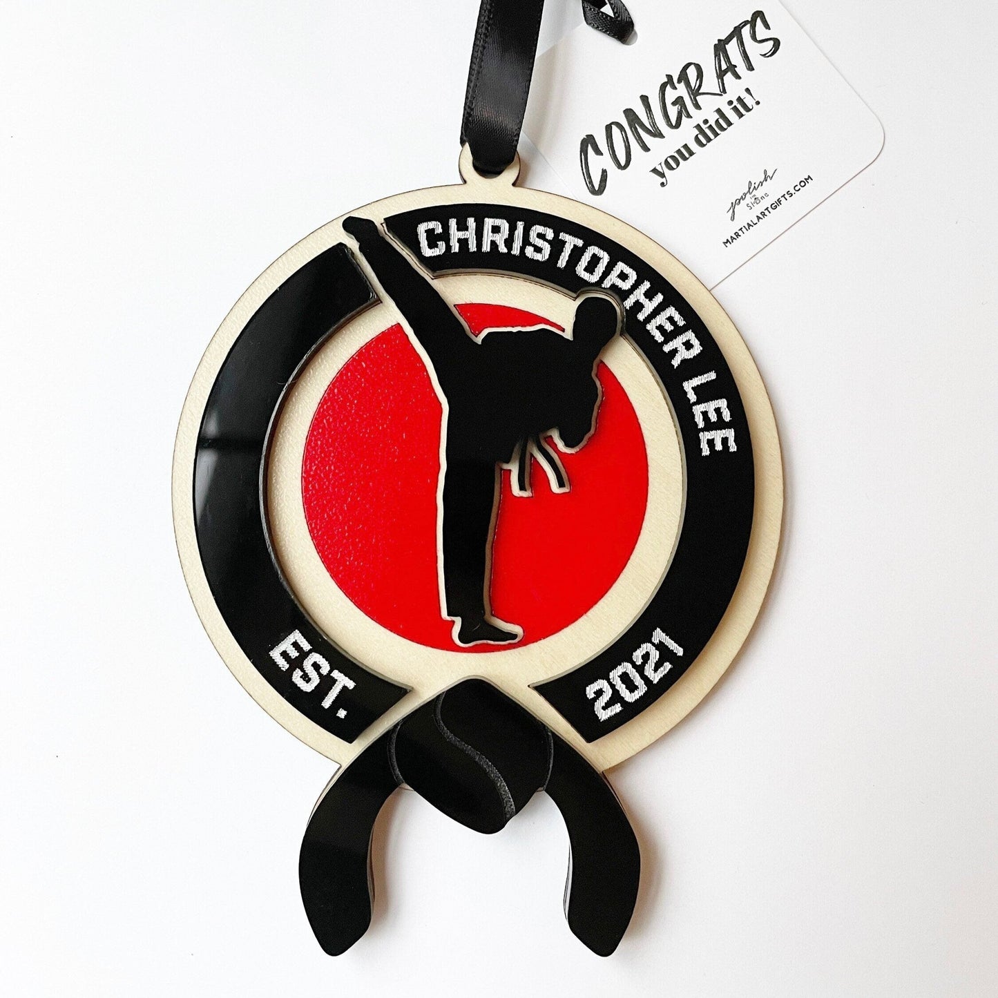 Taekwondo Black Belt Personalized Ornament, Taekwondo Black Belt Gift Idea, Christmas Gift