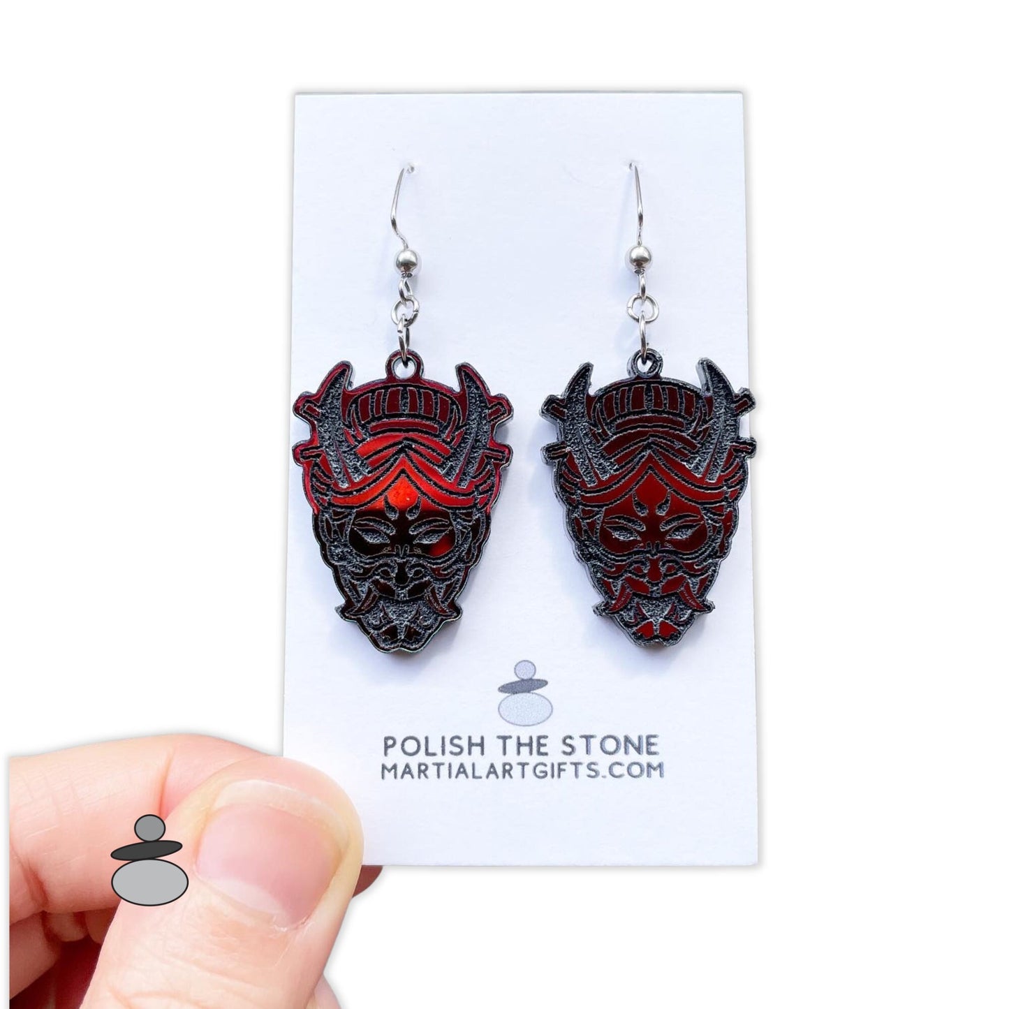 Japanese Geisha Mask Warrior Earrings, Martial Arts Gift Idea For Her, Japanese Anime Earrings