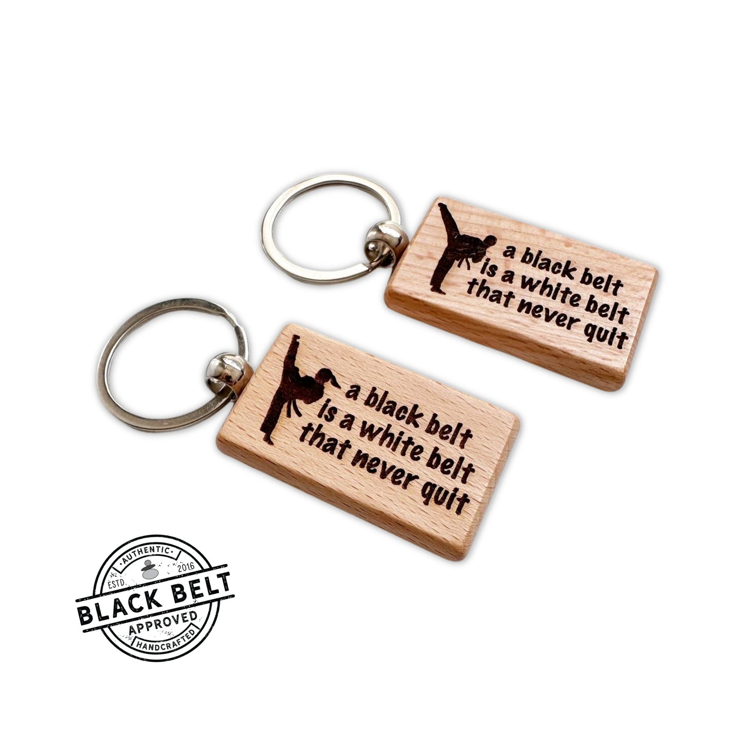 Karate Keychain, Black Belt Never Quit, Martial Arts Gift Idea