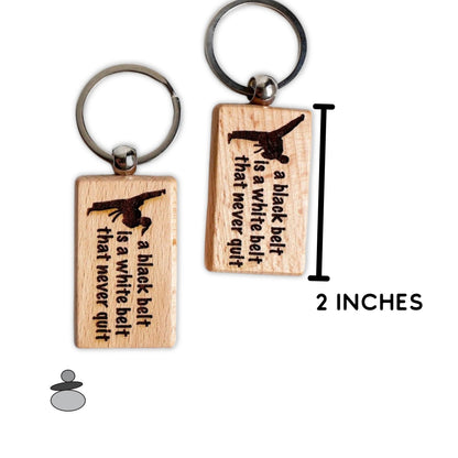 Karate Keychain, Black Belt Never Quit, Martial Arts Gift Idea