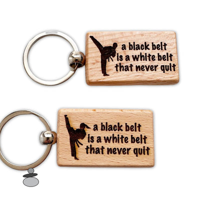 Karate Keychain, Black Belt Never Quit, Martial Arts Gift Idea