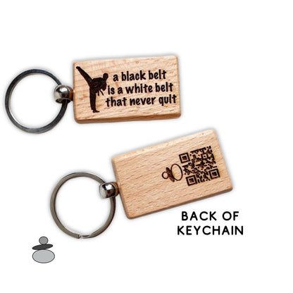 Karate Keychain, Black Belt Never Quit, Martial Arts Gift Idea