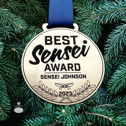 Best Karate Sensei Gift Idea, Personalized Best Sensei Award, Martial Arts Instructor, Judo, Gold Medal