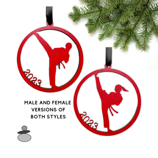 Karate, Tae Kwon Do, Martial Arts 2023 Ornament, Male and Female Kicking