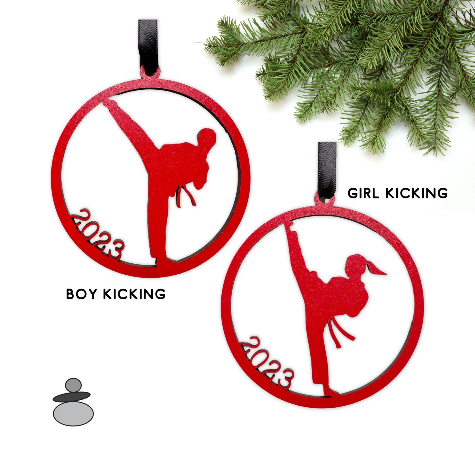 Karate, Tae Kwon Do, Martial Arts 2023 Ornament, Male and Female Kicking