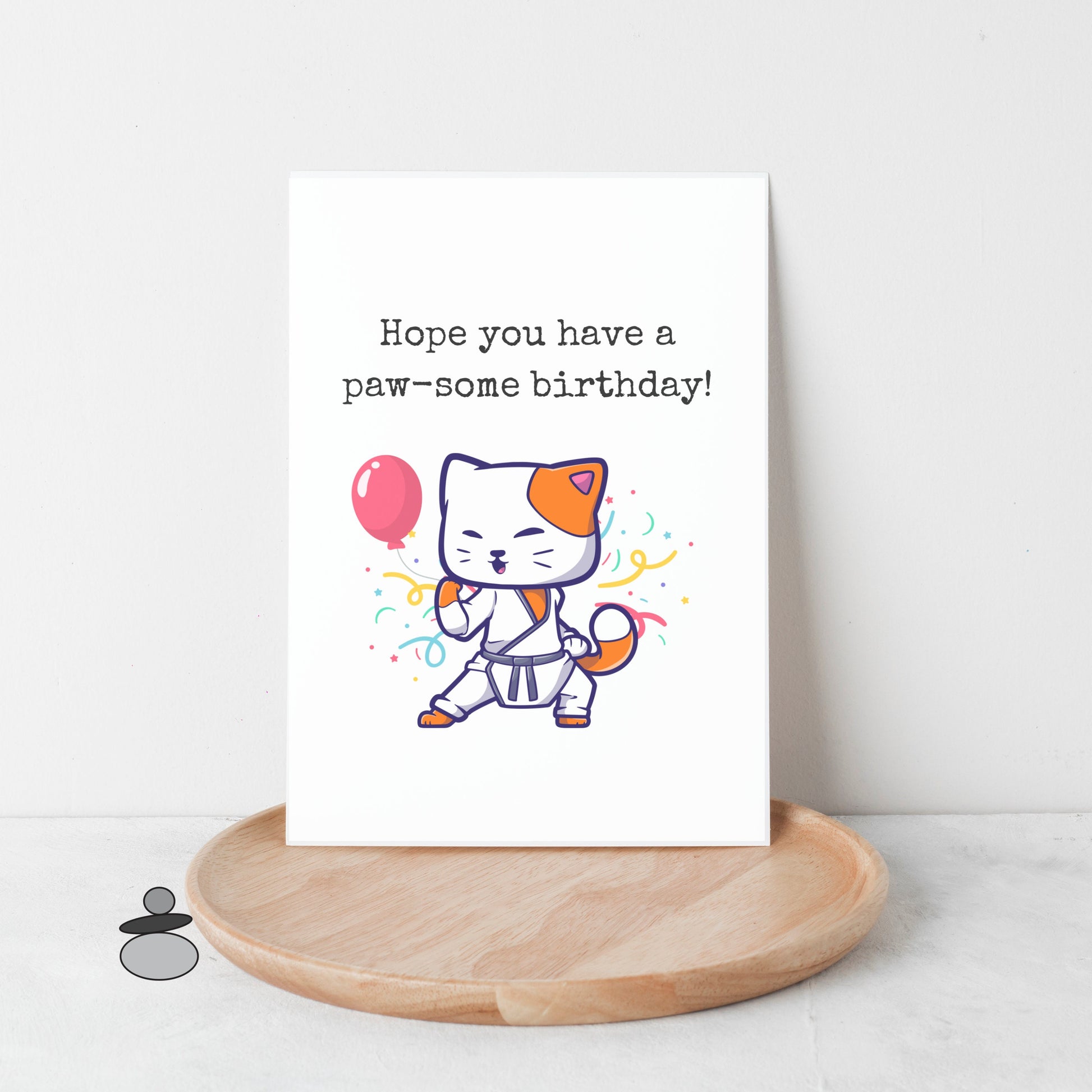 Karate Birthday Greeting Card, Martial Arts Cute Kitty Cat Greeting Card, Brazilian Jiu Jitsu, Tae Kwon Do, Judo