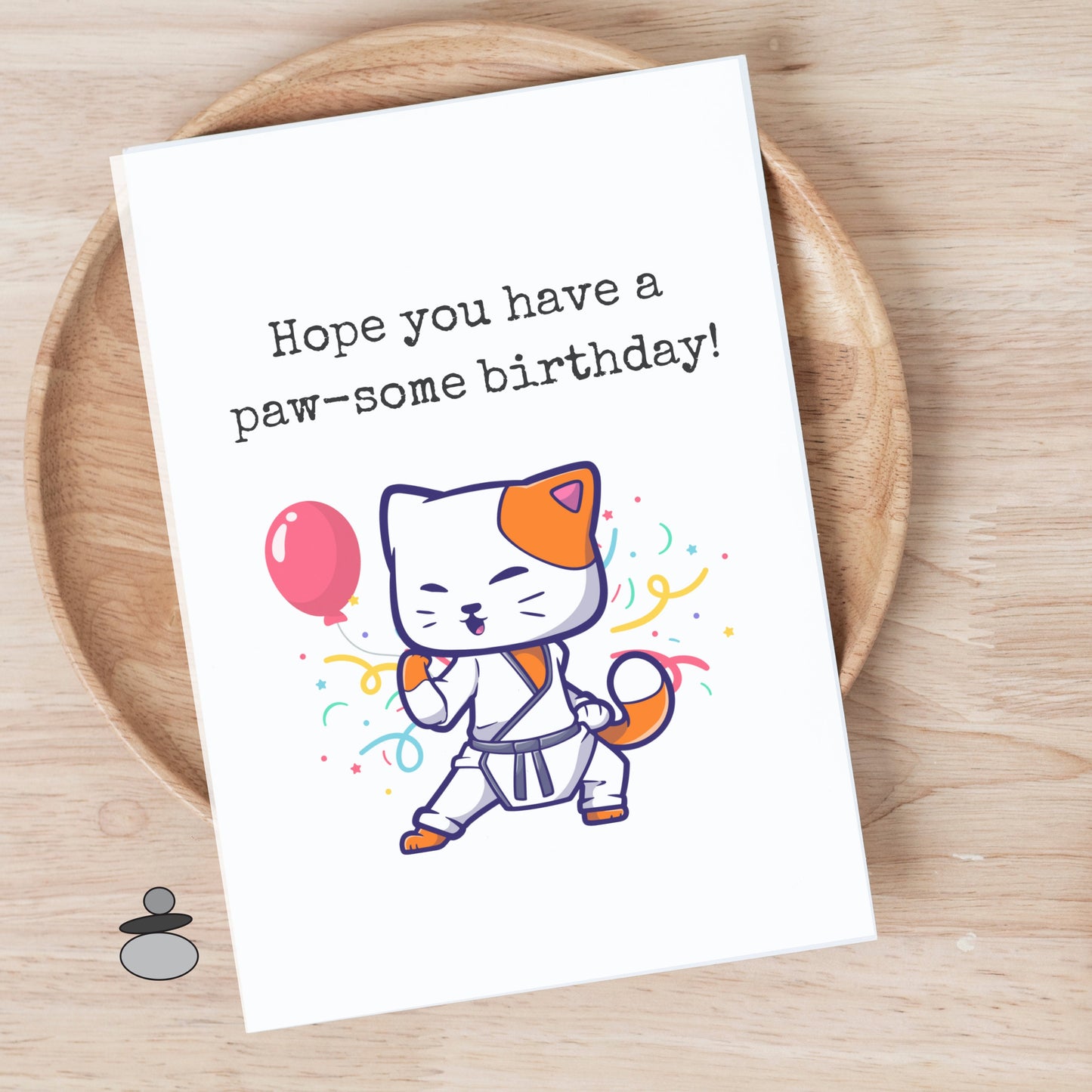 Karate Birthday Greeting Card, Martial Arts Cute Kitty Cat Greeting Card, Brazilian Jiu Jitsu, Tae Kwon Do, Judo