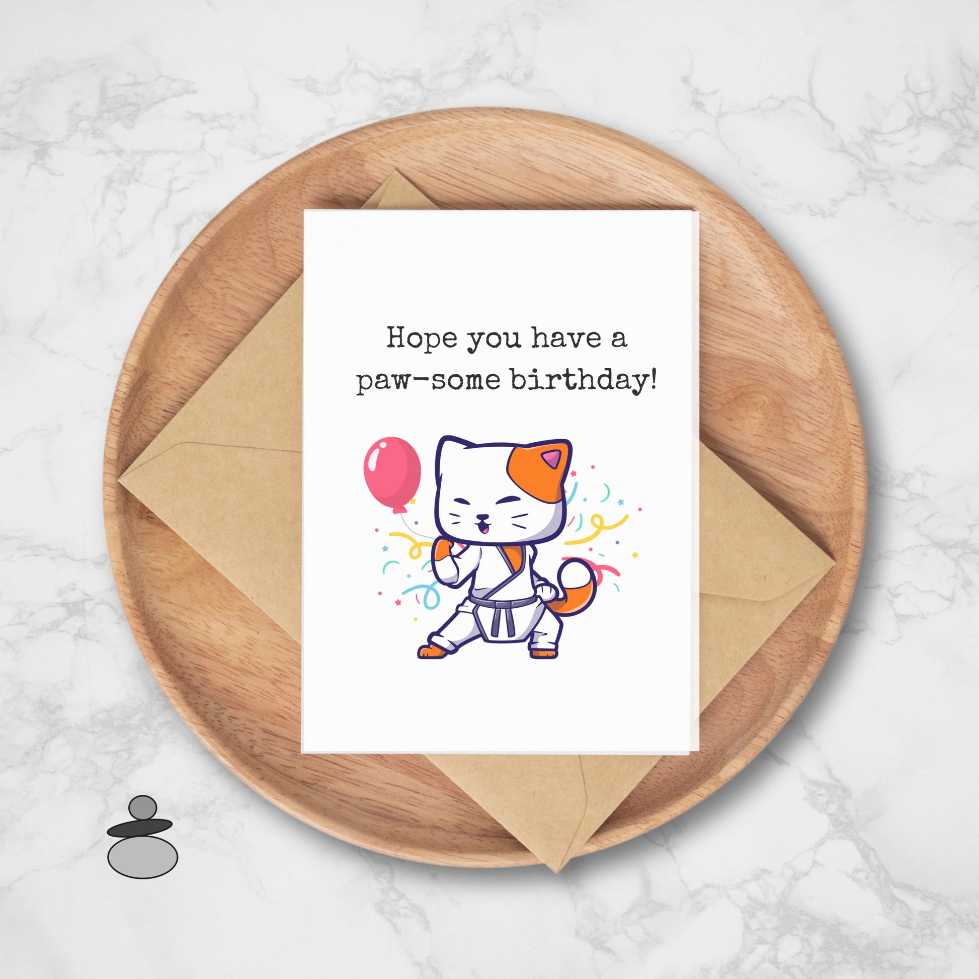 Karate Birthday Greeting Card, Martial Arts Cute Kitty Cat Greeting Card, Brazilian Jiu Jitsu, Tae Kwon Do, Judo