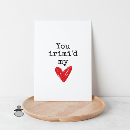 Aikido Valentine Greeting Card, Martial Arts, Irimi My Heart, Funny Pun