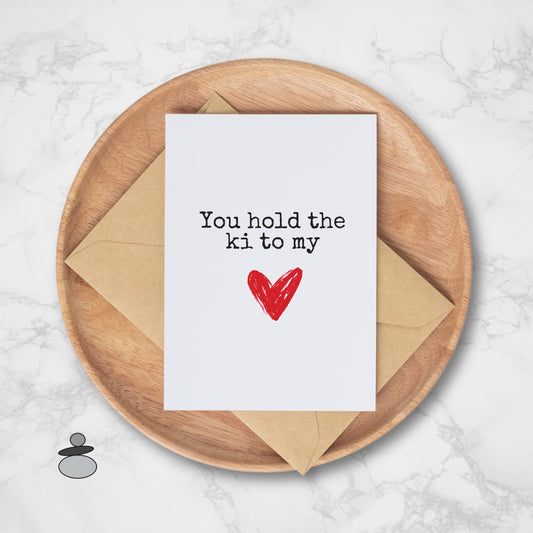 Aikido Valentine Greeting Card, Martial Arts, Ki to My Heart, Funny Pun