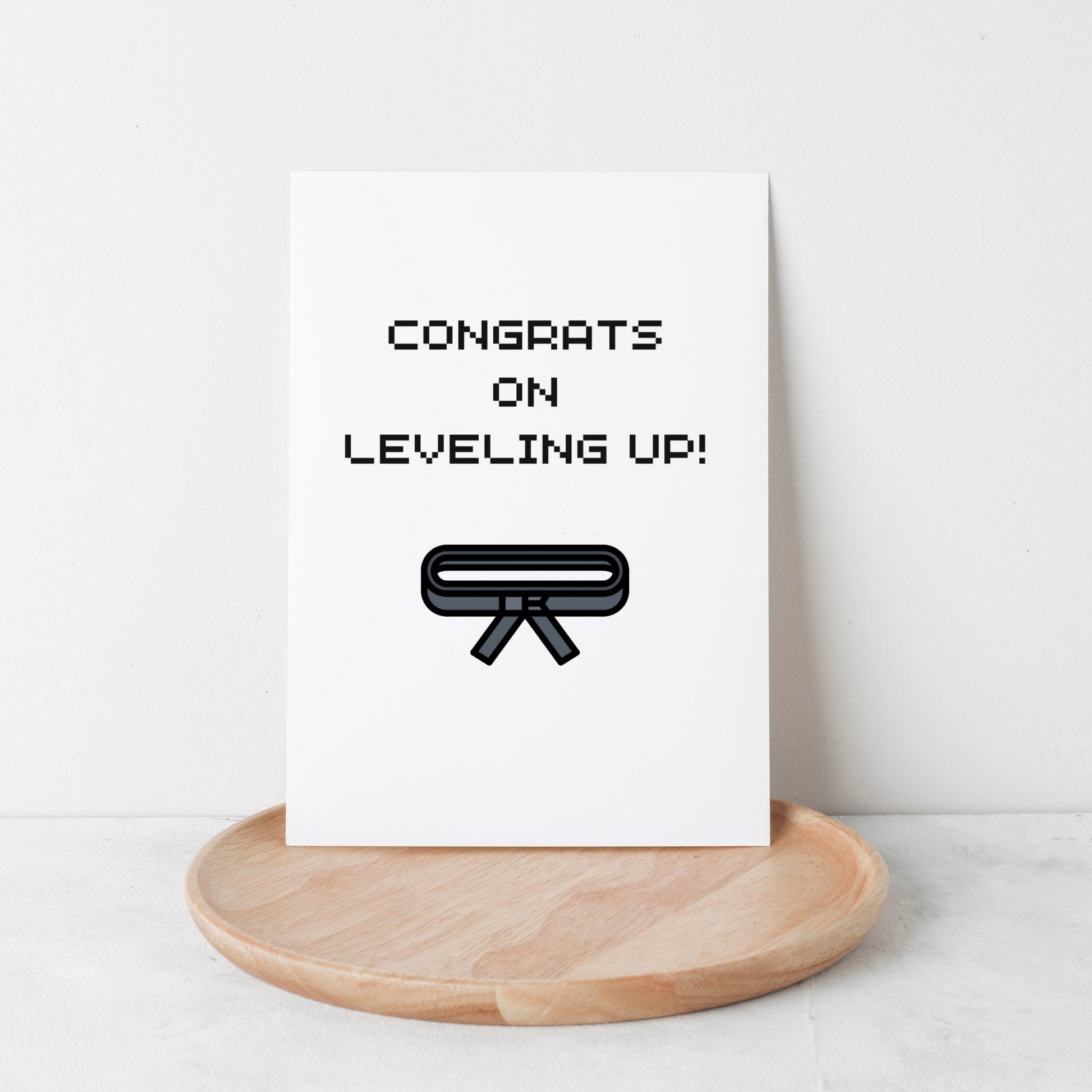 Congrats On Leveling Up Black Belt Greeting Card, Martial Arts Greeting Card, Karate Video Gamer