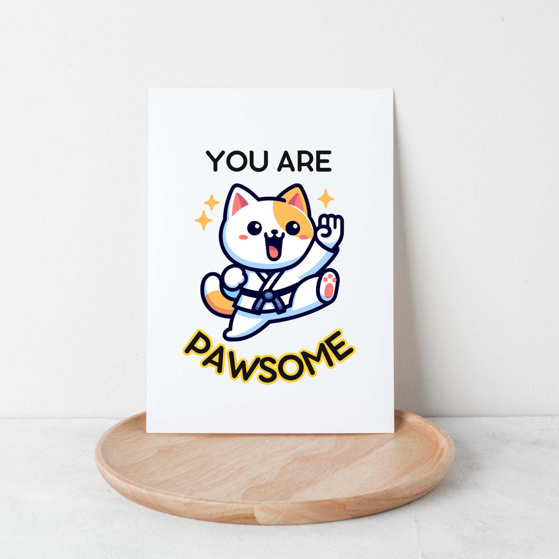 You Are Pawsome Karate Greeting Card, Cute Kitty Cat Taekwondo, Encouragement