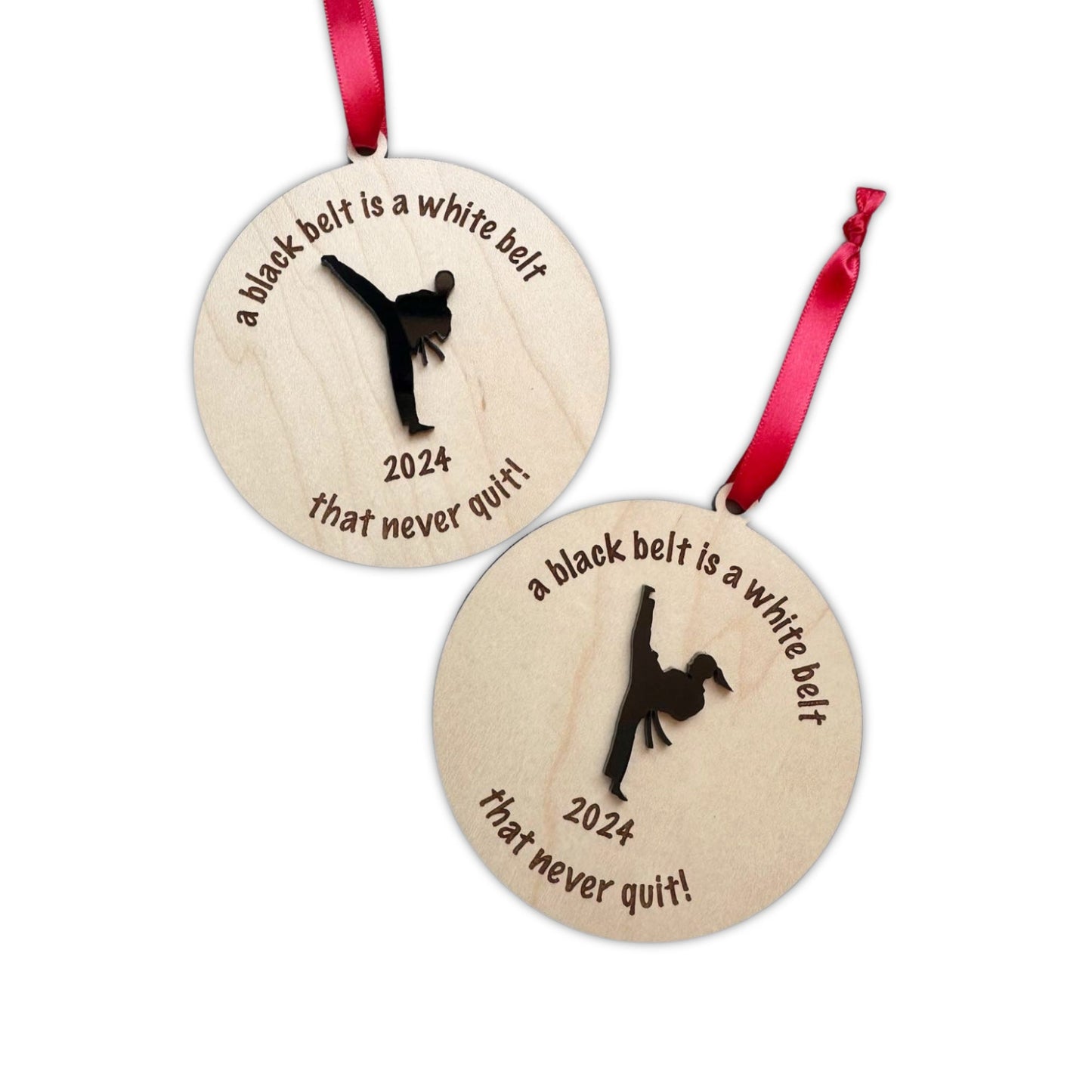 Karate 2024 Ornament, Taekwondo Black Belt Gift Idea, Never Quit, Give Up