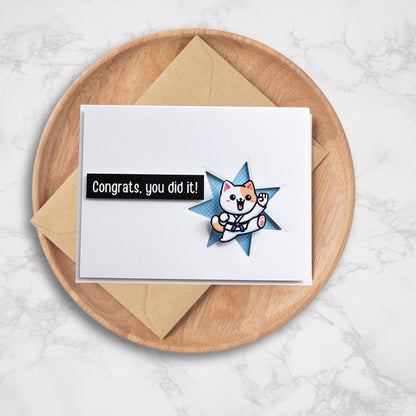 Congrats Cute Martial Arts Greeting Card, Karate Greeting Card, Take Kwon Do Kitty Cat Pop-Out